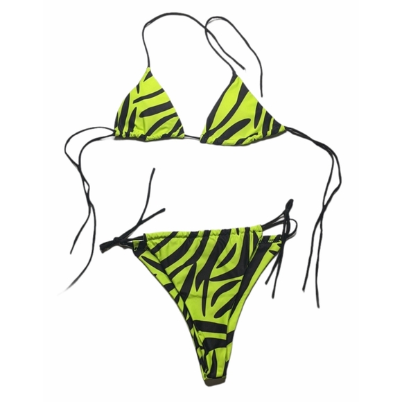 Neon Green 3 Piece Bikini From Matte Collection - Picture 3 of 6